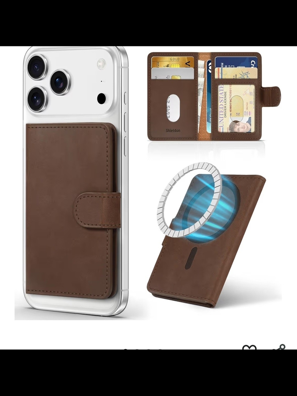 Brown Leather Magnetic Wallet Case For Men